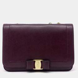 Salvatore Ferragamo Burgundy Leather Vara shoulder bag