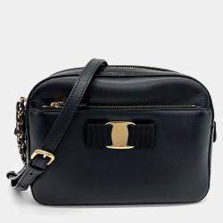 Salvatore Ferragamo Black Leather Lydia Camera Bag