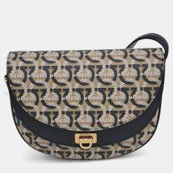 Salvatore Ferragamo Coated Canvas Leather All Gancini Crossbody Bag