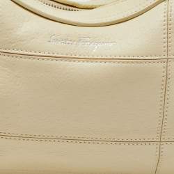 Salvatore Ferragamo Cream Leather Hobo