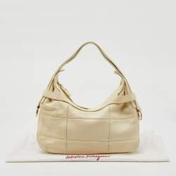 Salvatore Ferragamo Cream Leather Hobo