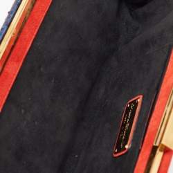 Pre Owned Salvatore Ferragamo Red/Iridescent Blue Suede and Python Leather Clutch