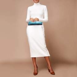 Pre Owned Salvatore Ferragamo Red/Iridescent Blue Suede and Python Leather Clutch