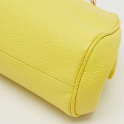 Pre Owned Salvatore Ferragamo Yellow Leather Small Gancini Crossbody Bag