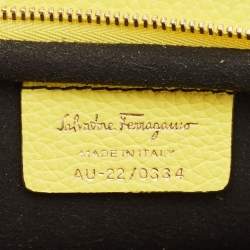 Pre Owned Salvatore Ferragamo Yellow Leather Small Gancini Crossbody Bag
