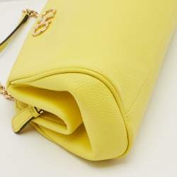 Pre Owned Salvatore Ferragamo Yellow Leather Small Gancini Crossbody Bag