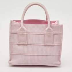 Salvatore Ferragamo Pink Signature Fabric Logo Small Tote