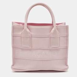 Salvatore Ferragamo Pink Signature Fabric Logo Small Tote