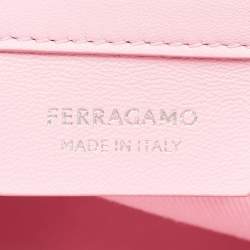 Salvatore Ferragamo Pink Signature Fabric Logo Small Tote