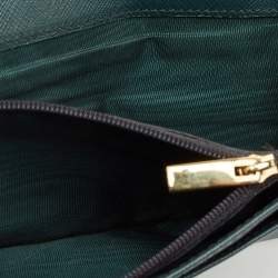 Salvatore Ferragamo Green Leather Gancio Clasp Continental Wallet