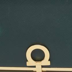 Salvatore Ferragamo Green Leather Gancio Clasp Continental Wallet