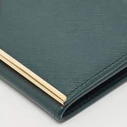 Salvatore Ferragamo Green Leather Gancio Clasp Continental Wallet