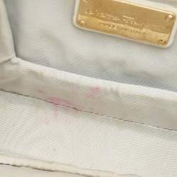 Pre Owned Salvatore Ferragamo White Perforated Leather Mini Vara Ginny Shoulder Bag