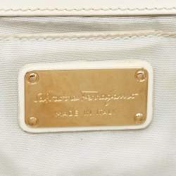 Pre Owned Salvatore Ferragamo White Perforated Leather Mini Vara Ginny Shoulder Bag