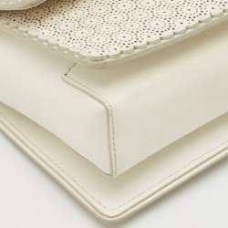 Pre Owned Salvatore Ferragamo White Perforated Leather Mini Vara Ginny Shoulder Bag