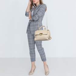 Pre Owned Salvatore Ferragamo Beige Leather Medium Sofia Top Handle Bag