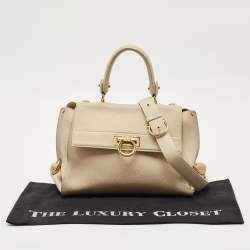 Pre Owned Salvatore Ferragamo Beige Leather Medium Sofia Top Handle Bag