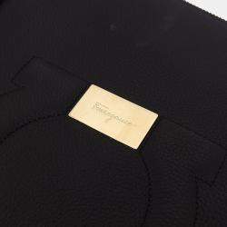 Salvatore Ferragamo Black Leather Gancini Shopper Bag