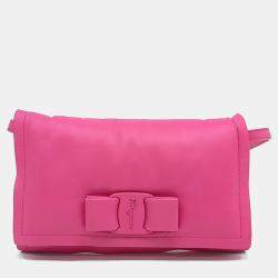 Salvatore Ferragamo Pink Leather Viva Bow Mini Crossbody Bag