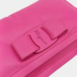 Salvatore Ferragamo Pink Leather Viva Bow Mini Crossbody Bag