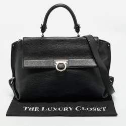 Salvatore Ferragamo Black Leather Large Sofia Top Handle Bag