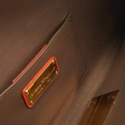 Salvatore Ferragamo Orange Leather Afef Lock Story Wristlet Clutch