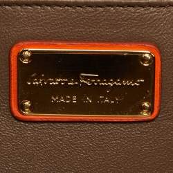 Salvatore Ferragamo Orange Leather Afef Lock Story Wristlet Clutch