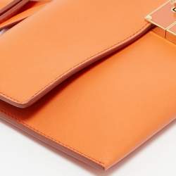 Salvatore Ferragamo Orange Leather Afef Lock Story Wristlet Clutch