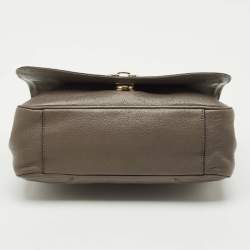 Salvatore Ferragamo Dark Beige Leather Gancini Flap Shoulder Bag