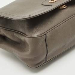 Salvatore Ferragamo Dark Beige Leather Gancini Flap Shoulder Bag