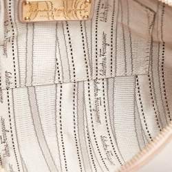Pre Owned Salvatore Ferragamo Light Pink Saffiano Leather Gancini Shoulder Bag