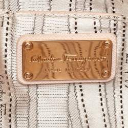 Pre Owned Salvatore Ferragamo Light Pink Saffiano Leather Gancini Shoulder Bag