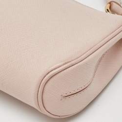 Pre Owned Salvatore Ferragamo Light Pink Saffiano Leather Gancini Shoulder Bag