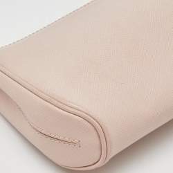 Pre Owned Salvatore Ferragamo Light Pink Saffiano Leather Gancini Shoulder Bag