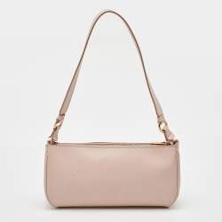 Pre Owned Salvatore Ferragamo Light Pink Saffiano Leather Gancini Shoulder Bag