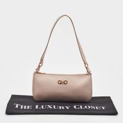 Pre Owned Salvatore Ferragamo Light Pink Saffiano Leather Gancini Shoulder Bag