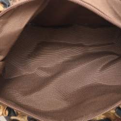 Pre Owned Salvatore Ferragamo Brown Leopard Print Nylon Vara Bow Hobo