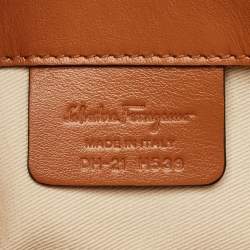 Pre Owned Salvatore Ferragamo Brown/Beige Raffia and Leather Studio Tote