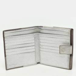 Pre Owned Salvatore Ferragamo Metallic Block Color Leather Gancini Bifold Wallet