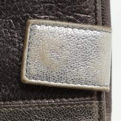 Pre Owned Salvatore Ferragamo Metallic Block Color Leather Gancini Bifold Wallet