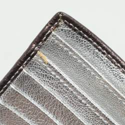 Pre Owned Salvatore Ferragamo Metallic Block Color Leather Gancini Bifold Wallet