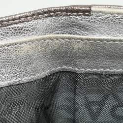 Pre Owned Salvatore Ferragamo Metallic Block Color Leather Gancini Bifold Wallet