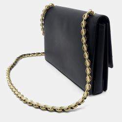 Pre Owned Salvatore Ferragamo Black White Leather Genie Crossbody Bag