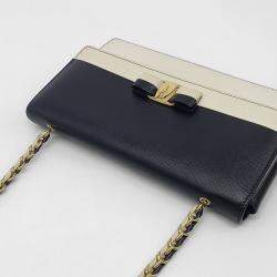 Pre Owned Salvatore Ferragamo Black White Leather Genie Crossbody Bag