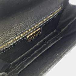 Pre Owned Salvatore Ferragamo Black White Leather Genie Crossbody Bag