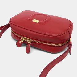 Pre Owned Salvatore Ferragamo Red Leather Gancini Crossbody Bag