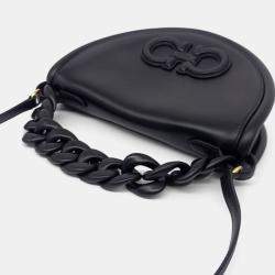 Pre Owned Salvatore Ferragamo Black Leather Aura Bag