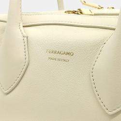 Pre Owned Salvatore Ferragamo White Leather tote and shoulder bag