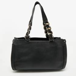 Pre Owned Salvatore Ferragamo Black Leather Chain Tote