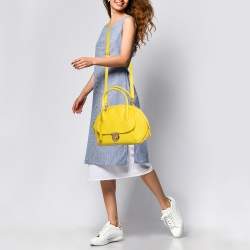 Pre Owned Salvatore Ferragamo Yellow Leather Medium Fiamma Satchel